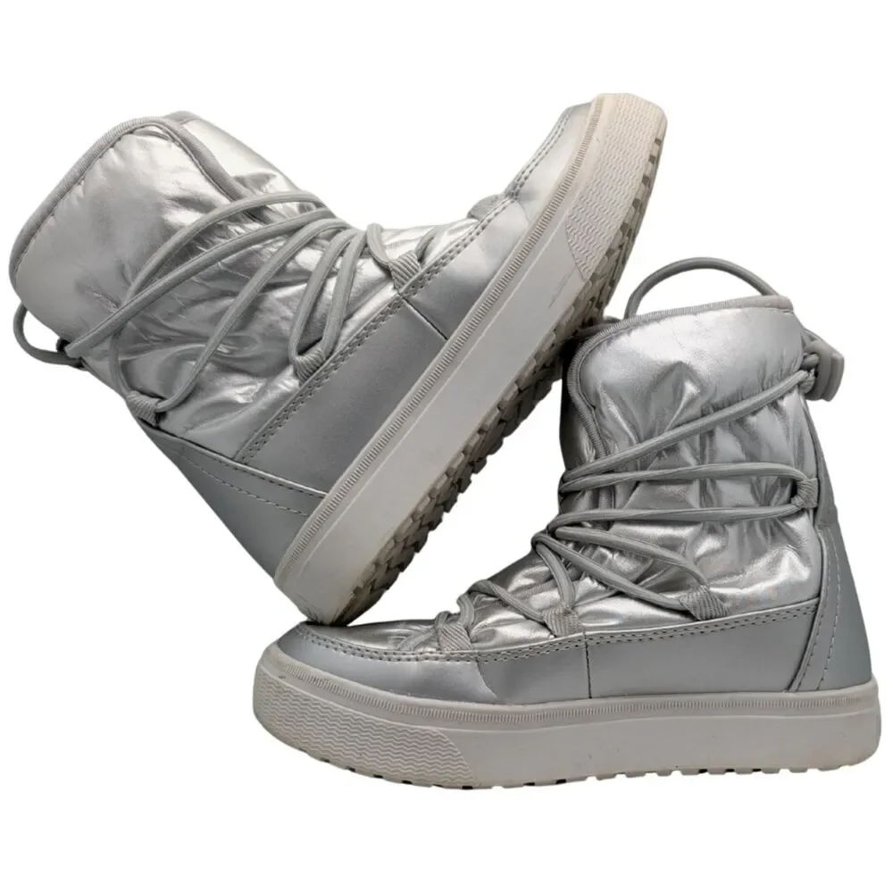 Native Silver Metallic Chamonix Child Snow Boot Size Big Kid 1